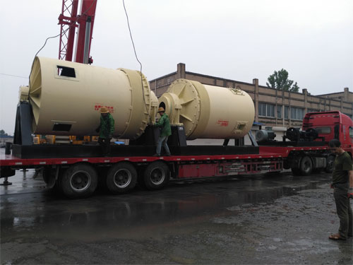 皮帶傳動(dòng)球磨機裝貨中